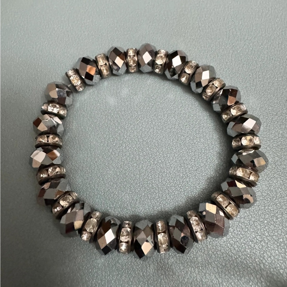 Elegant Silver and Gray Beaded Bracelet